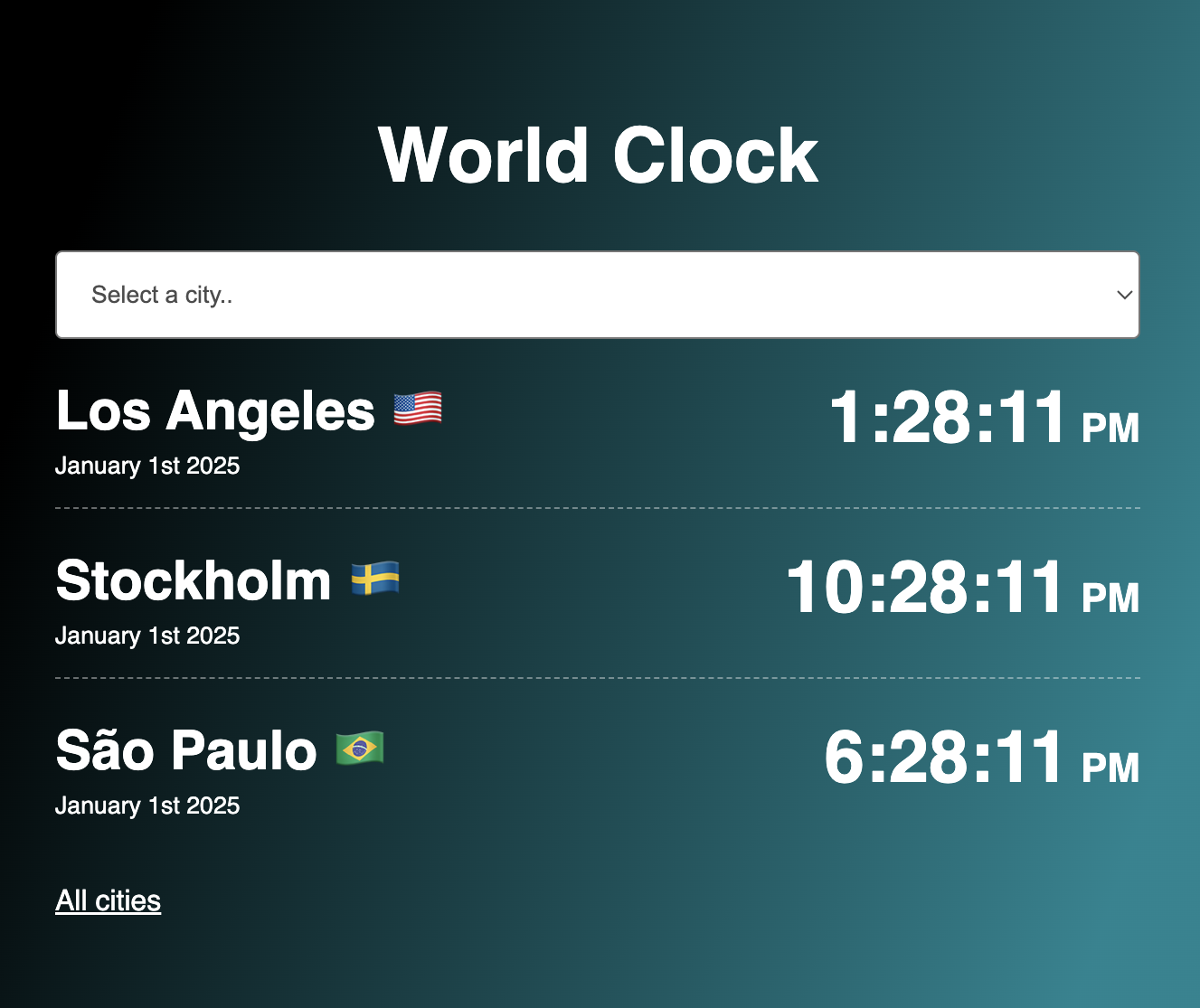 an image of a world clock app